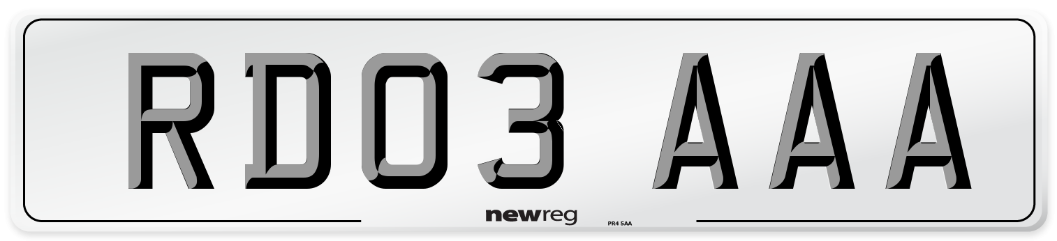 RD03 AAA Number Plate from New Reg